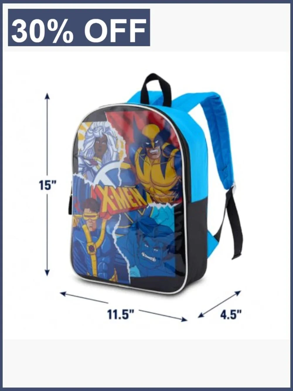 Marvel X-Men Kids Backpack Boys School Daypack Padded Straps Roomy Zip 15in